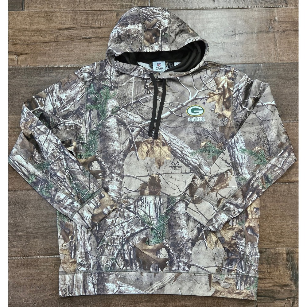 NFL Green Bay Packers Realtree Xtra Camo Hoodie Mens Large Camouflage Pullover‎